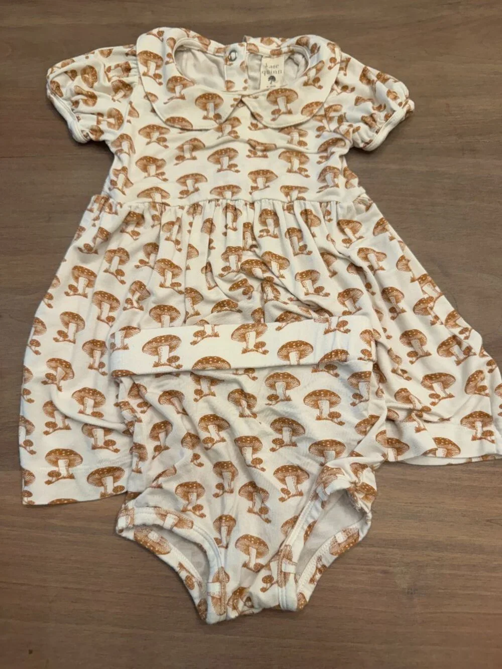 Kate Quinn Mushroom Print Peter Pan Collar Dress Set 3-6M